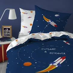 Housse de couette + taie d'oreiller 100% coton - EXPLORE SPACE - Taille : 140X200  - vertbaudet enfant