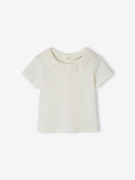 Ensemble T-shirt avec col et short fleuri naissance écru 4 - vertbaudet enfant 