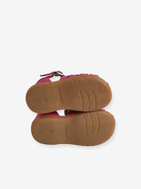 Sandales cuir bébé premiers pas beige irisé+fuchsia 10 - vertbaudet enfant 