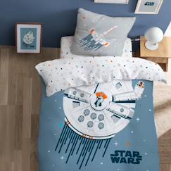 Linge de maison et décoration-Parure de lit imprimée 100% coton, STAR WARS HOME FAUCON MILLENIUM. Taille : 140x200 cm