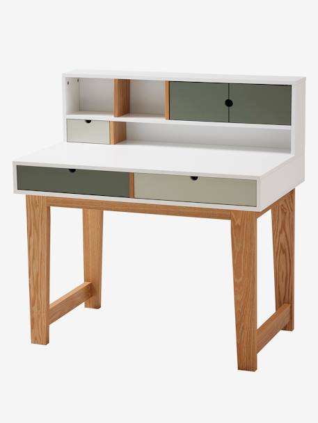 Bureau enfant LIGNE OSLO VERT MOYEN UNI AVEC DECOR 1 - vertbaudet enfant 