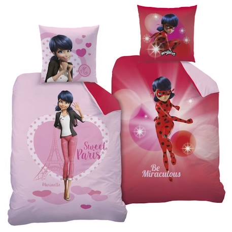 Housse de couette pur coton Miraculous Lady Bug - Taille: 140x200 cm - couleur : Rose ROSE 3 - vertbaudet enfant 