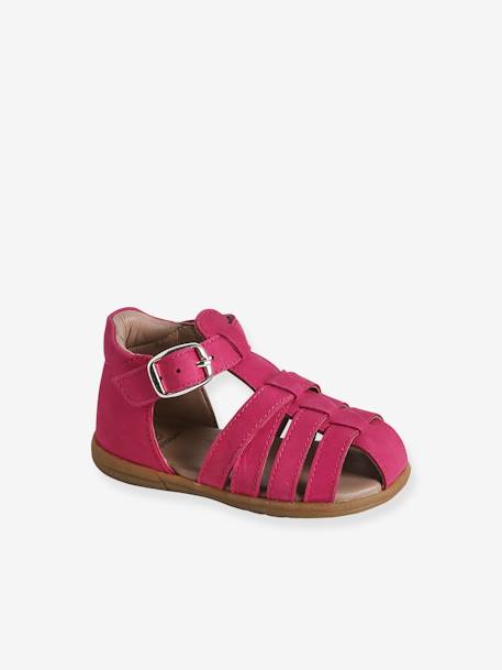 Sandales cuir bébé premiers pas beige irisé+fuchsia 6 - vertbaudet enfant 