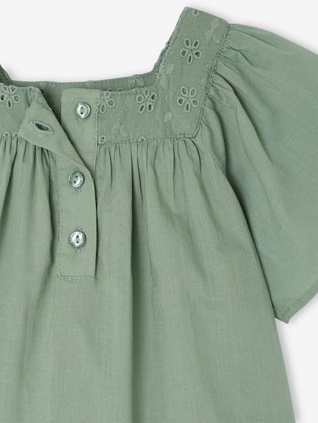 Blouse encolure carrée en broderie anglaise bébé écru+framboise+vert sauge 13 - vertbaudet enfant 