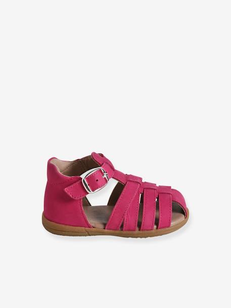 Sandales cuir bébé premiers pas beige irisé+fuchsia 7 - vertbaudet enfant 