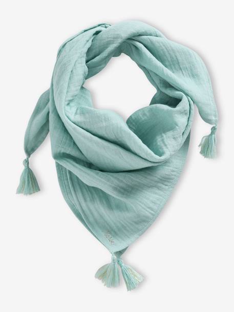 Foulard uni personnalisable à pompons fille bleu ciel+bleu grisé+corail 5 - vertbaudet enfant 