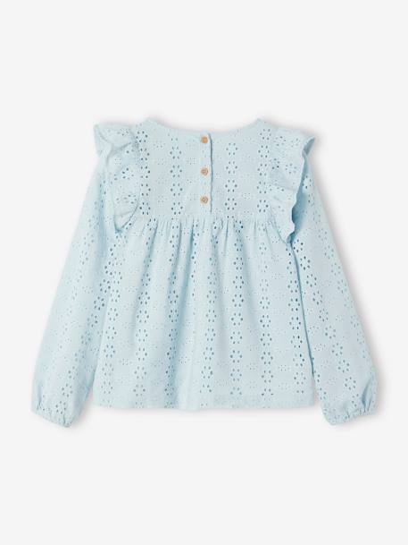 Blouse à volants en broderie anglaise fille bleu ciel+corail+écru 3 - vertbaudet enfant 