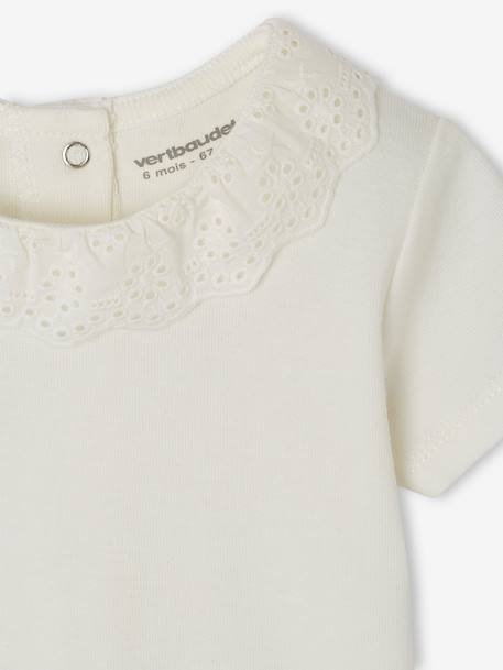 Ensemble T-shirt avec col et short fleuri naissance écru 7 - vertbaudet enfant 