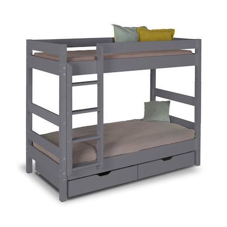 Pack Lit superposé séparable avec tiroirs Aaron  Gris anthracite 90x190 cm GRIS 1 - vertbaudet enfant 