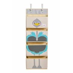 Chambre et rangement-Rangement-Rangement livres-Rangement mural Autruche - 3 SPROUTS - 94 x 35 cm - 4 poches - Toile de coton et feutrine