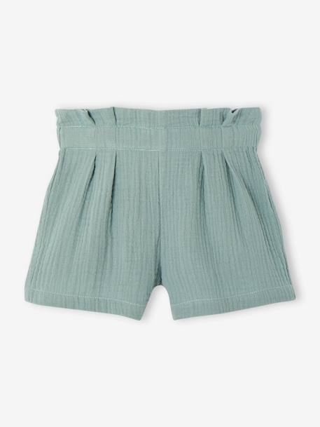 Ensemble de cérémonie fille blouse volantée et short en gaze bleu imprimé+rose imprimé 3 - vertbaudet enfant 