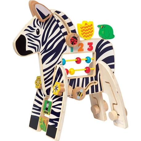 Jouet d'activité Zèbre Safari - Manhattan Toy - Pour Bébé de 12 mois et plus - Bois Multicolore BLANC 1 - vertbaudet enfant 