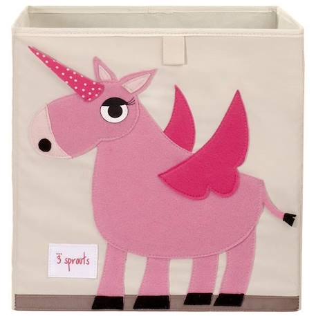 3 Sprouts - Cube de rangement Licorne - ELEMENTS FOR KIDS BEIGE 1 - vertbaudet enfant 