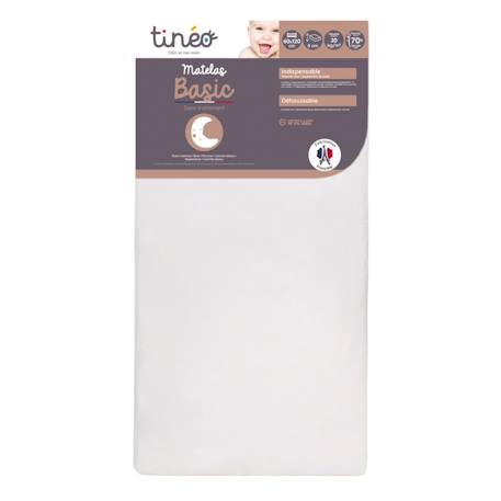 Matelas Bébé - TINEO - Basic - Déhoussable - Sans Traitement - Matelas Ferme BLANC 2 - vertbaudet enfant 