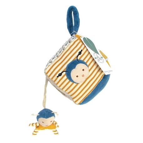 Doudou et Compagnie - Cubes d'activités Pollen l'Abeille Bio - Jaune, Bleu et Blanc - Pour Bébé JAUNE 1 - vertbaudet enfant 