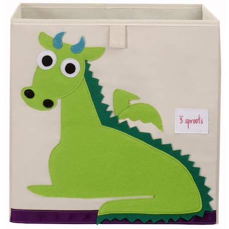 3 Sprouts - Cube de rangement Dragon - ELEMENTS FOR KIDS BEIGE 1 - vertbaudet enfant 