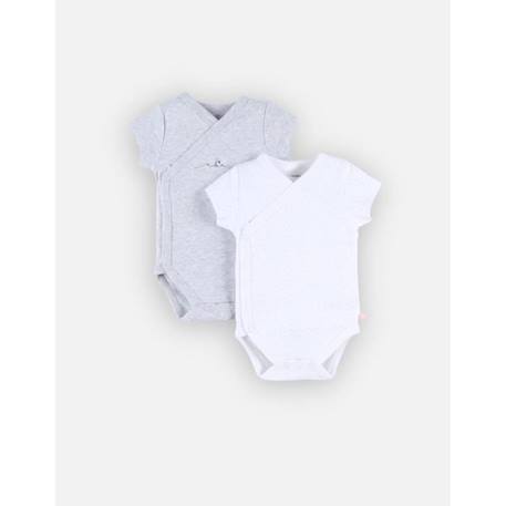 Set de 2 bodys croisés à manches courtes GRIS+ROSE 1 - vertbaudet enfant 