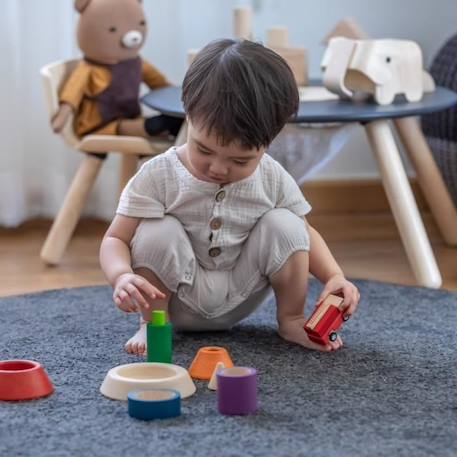 Jouet en bois à empiler - Plan Toys - Pyramide à empiler et à encastrer - Mixte - 12 mois+ BEIGE 4 - vertbaudet enfant 