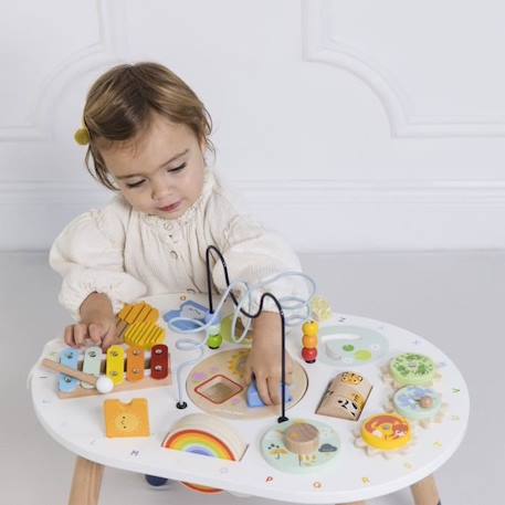 Table d'activités en bois Label Tour de LE TOY VAN pour bébé de 12 mois et plus - Jeu d'éveil multi-sensoriel BLANC 4 - vertbaudet enfant 