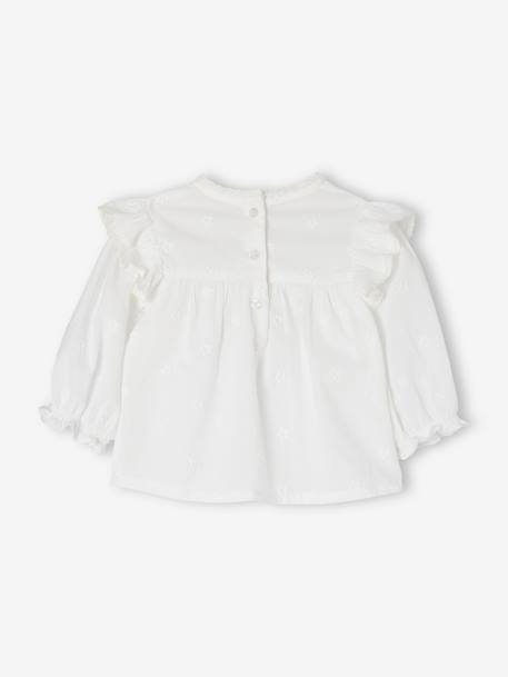 Blouse cérémonie brodée naissance manches longues blanc 4 - vertbaudet enfant 