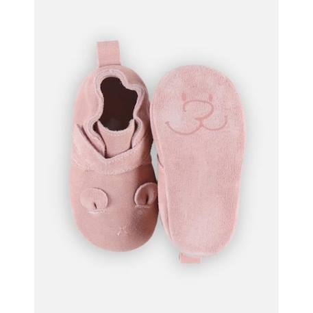 Chaussons en cuir élastiqués BLANC+ROSE 8 - vertbaudet enfant 