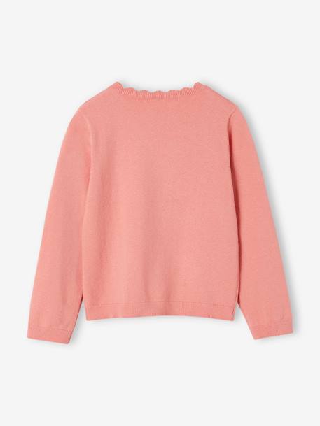 Pull BASICS personnalisable fille abricot+bois de rose+jaune pastel+marine+moutarde+rose bonbon+vert de gris 7 - vertbaudet enfant 