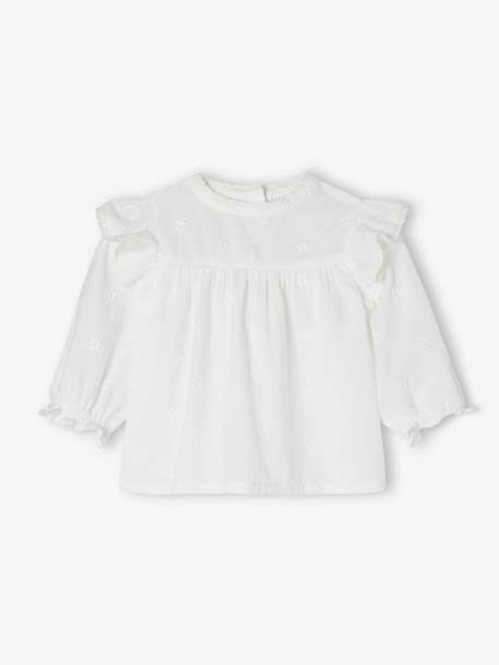 Blouse cérémonie brodée naissance manches longues blanc 2 - vertbaudet enfant 