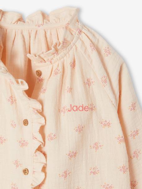 Chemise à volants en gaze de coton fille personnalisable écru+rose pâle+tomette+vert d'eau 9 - vertbaudet enfant 