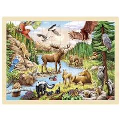 Jouet-Jeux éducatifs-Puzzle Animaux d'Amérique du Nord - Goki - Moins de 100 pièces - Mixte - 6 ans