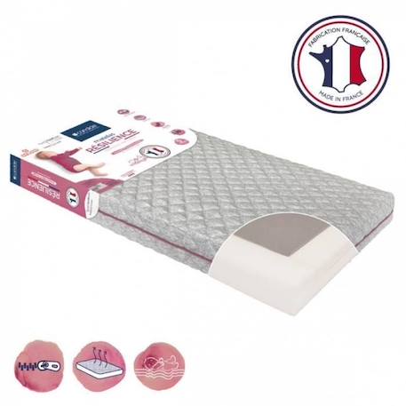 Matelas bébé ergonomique - CANDIDE - Résilience - Gris - 70x140cm - Déhoussable GRIS 3 - vertbaudet enfant 