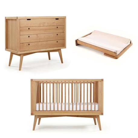 Lit bébé évolutif Marley - AKITEN RETAIL - Bois 70x140 cm - Marron - Chambre bébé BLANC 1 - vertbaudet enfant 