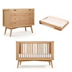 Chambre et rangement-Lit bébé évolutif Marley - AKITEN RETAIL - Bois 70x140 cm - Marron - Chambre bébé