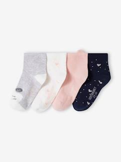 -Lot de 4 paires de chaussettes chat et coeurs fille