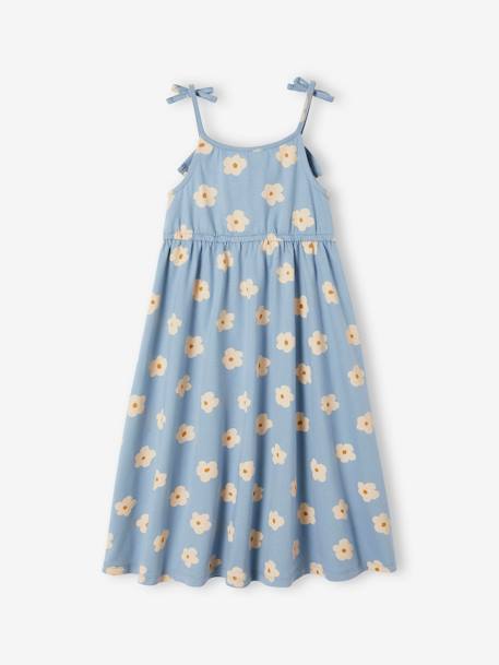 Robe mi-longue à bretelles imprimée fille blanc imprimé+bleu+bleu ciel+écru+multicolore 9 - vertbaudet enfant 