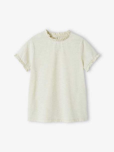 Fille-T-shirt, sous-pull-T-shirt-T-shirt rayures brillantes personnalisable fille