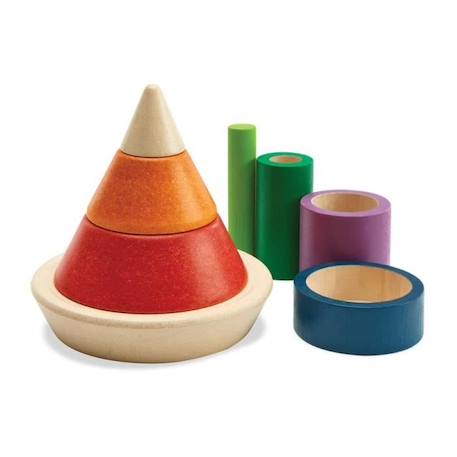 Jouet en bois à empiler - Plan Toys - Pyramide à empiler et à encastrer - Mixte - 12 mois+ BEIGE 1 - vertbaudet enfant 