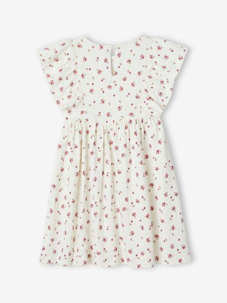 Robe à fleurs maille reliéfée fille écru+mandarine+rose bonbon 3 - vertbaudet enfant 