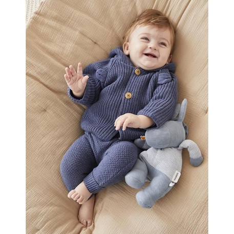 Manteau à capuche en tricot BLEU+ROSE 1 - vertbaudet enfant 