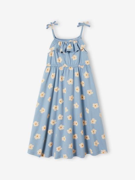 Robe mi-longue à bretelles imprimée fille blanc imprimé+bleu+bleu ciel+écru+multicolore 8 - vertbaudet enfant 