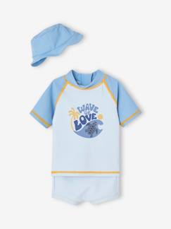 -Ensemble de bain T-shirt anti-UV + boxer + bob bébé garçon