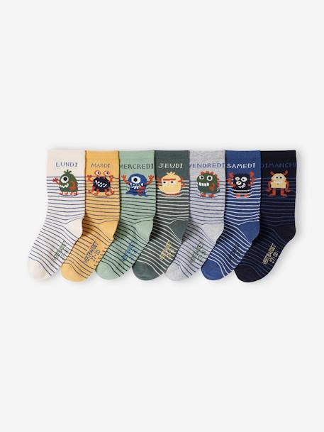 Lot de 7 paires de chaussettes semainier garçon monstres vert 1 - vertbaudet enfant 