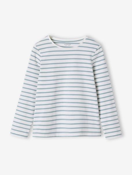 Lot de 3 t-shirts Basics fille manches longues bleu grisé+lot blanc+marine+vert amande 4 - vertbaudet enfant 