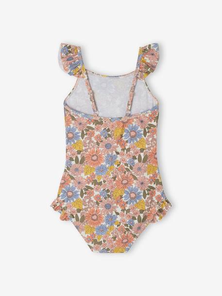 Maillot de bain à fleurs 1 pièce fille écru 2 - vertbaudet enfant 