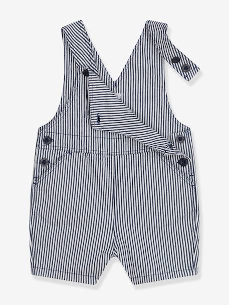 Salopette courte en toile bébé PETIT BATEAU bleu 2 - vertbaudet enfant 