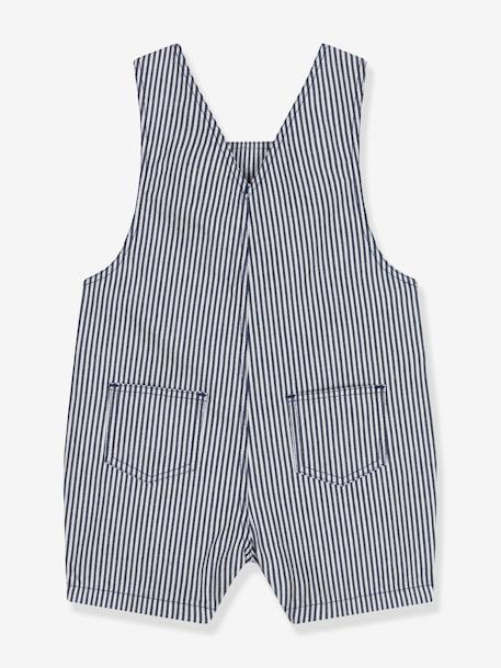 Salopette courte en toile bébé PETIT BATEAU bleu 3 - vertbaudet enfant 