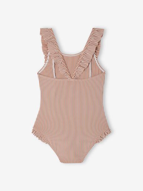 Maillot de bain rayé 1 pièce fille terracotta 2 - vertbaudet enfant 