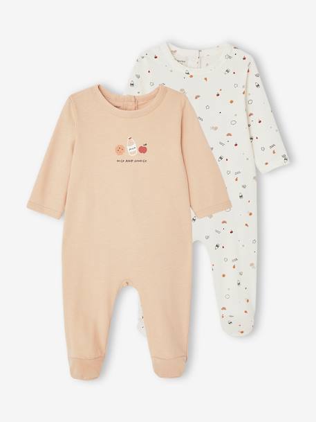 Lot de 2 dors-bien naissance en jersey imprimé cappuccino 1 - vertbaudet enfant 