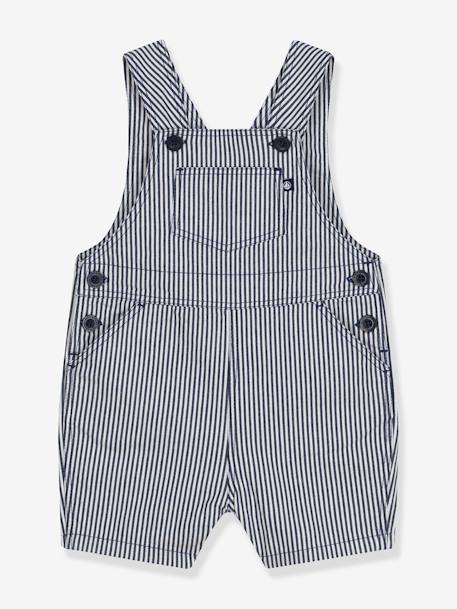 Salopette courte en toile bébé PETIT BATEAU bleu 1 - vertbaudet enfant 