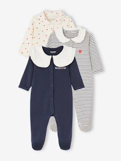 Lot de 3 dors-bien "coeur" bébé en interlock  - vertbaudet enfant