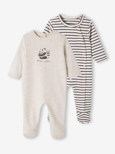 Lot de 2 dors-bien bébé en interlock gris 1 - vertbaudet enfant 